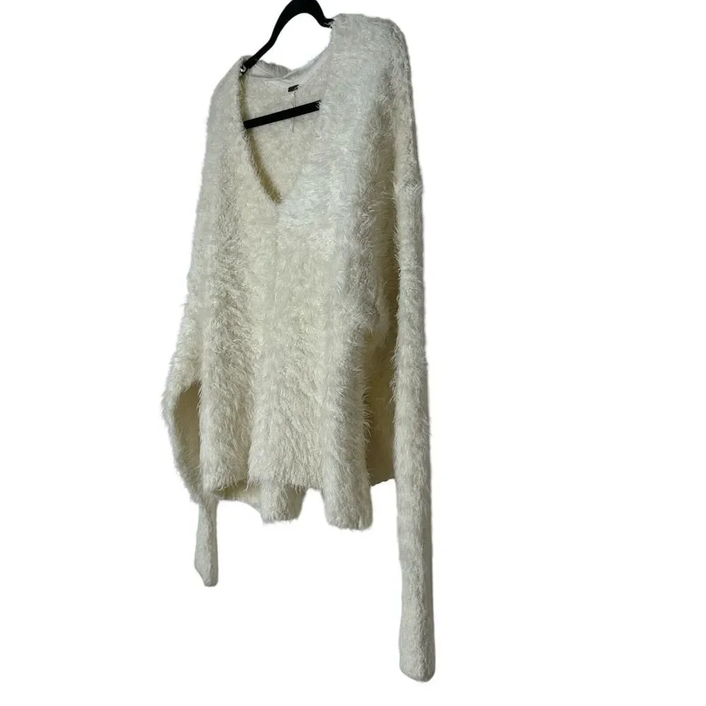 Free People‎ Sweater Women Medium Cream White Angelic Oversized Outdoor Soft